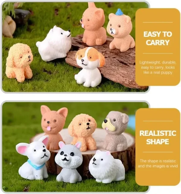 12PCS Cute Puppy Mini Resin Dogs Miniature Figurines Terrarium Crafts Realistic Animals for Fairy Garden Accessorie 2