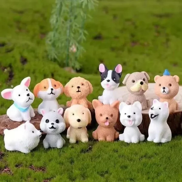 12PCS Cute Puppy Mini Resin Dogs Miniature Figurines Terrarium Crafts Realistic Animals for Fairy Garden Accessorie 4