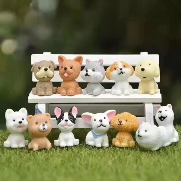 12PCS Cute Puppy Mini Resin Dogs Miniature Figurines Terrarium Crafts Realistic Animals for Fairy Garden Accessorie 5