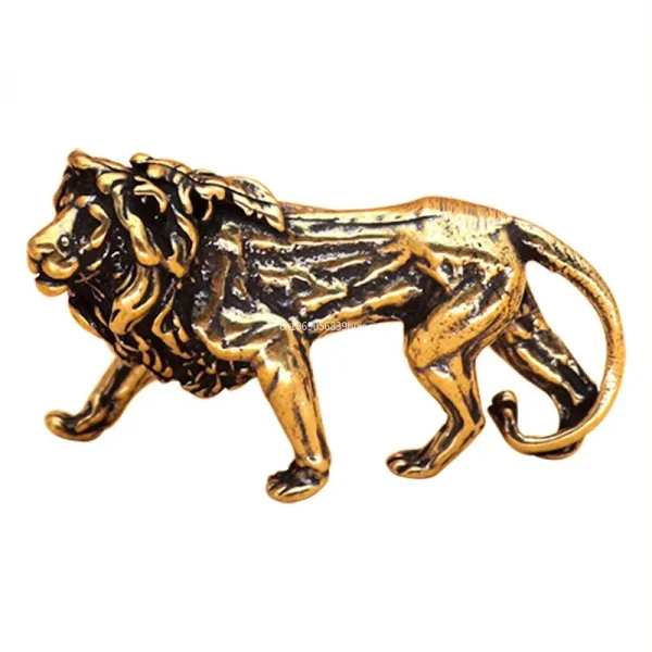 Mini Lion Casting Animal Figurine Retro Style Metal Sculpture Home Office Room Desktop Decoration Collect Ornaments Gift 3D 5