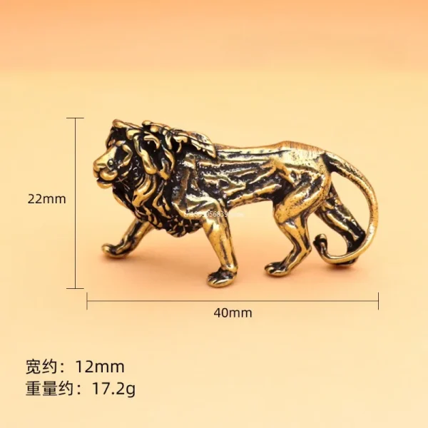 Mini Lion Casting Animal Figurine Retro Style Metal Sculpture Home Office Room Desktop Decoration Collect Ornaments Gift 3D 6