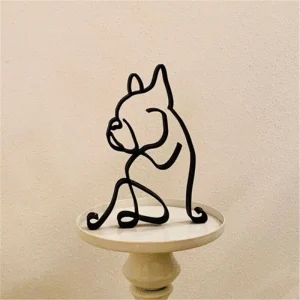 Bulldog Dachshund Labrador Wrought Iron Handicraft Modern Animal Sculpture Abstract Dog Ornament Art Figurine Simple Statue 1