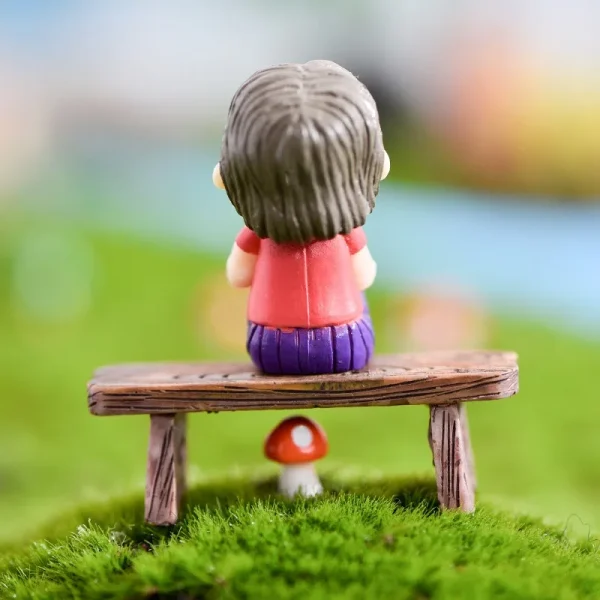 Mini Wooden Park Bench Chair Succulents Bonsai Ornaments Romantic Resin Love Stool Small Ornaments Fairy Garden Figurine Dolls 3