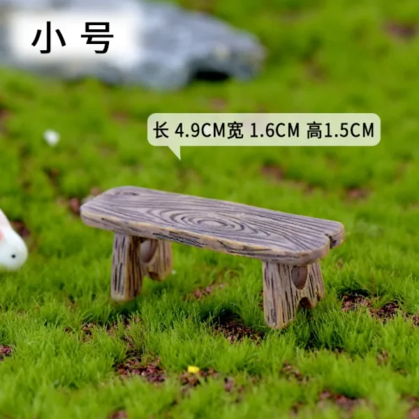 Mini Wooden Park Bench Chair Succulents Bonsai Ornaments Romantic Resin Love Stool Small Ornaments Fairy Garden Figurine Dolls 6