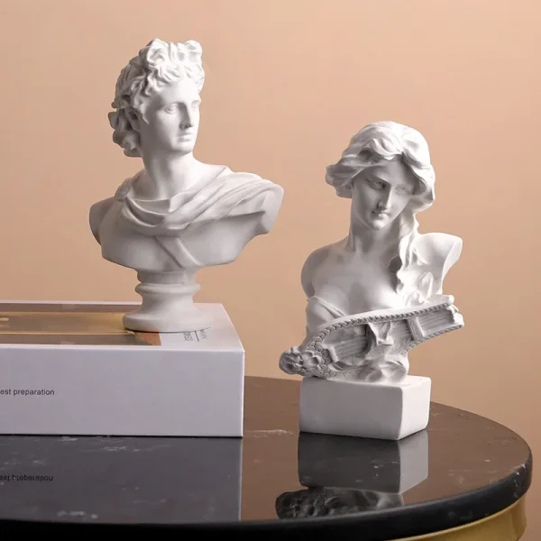 Greek Mythology God Goddess Hero David Venus Mozart Bust Figurine Sculpture Statue Plaster Sketch Practice Model Room Decoration 3