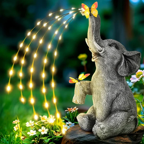 Outdoor Sculpture Figurine Statue Elephant Home Decorations Solar Garden Statues for Patio Home Yard Decor Garden Elephant Gifts 1