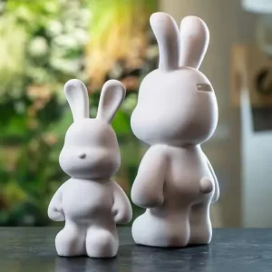 DIY Paint Fluid Rabbit Figure Handmade Pigment Doll Toy White Vinyl Rabbit Figurine Sculpture House Decoration Table Accessories 1