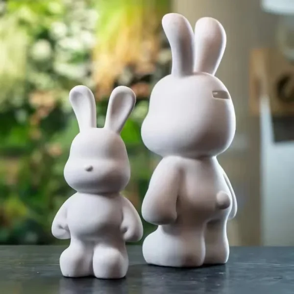 DIY Paint Fluid Rabbit Figure Handmade Pigment Doll Toy White Vinyl Rabbit Figurine Sculpture House Decoration Table Accessories 1