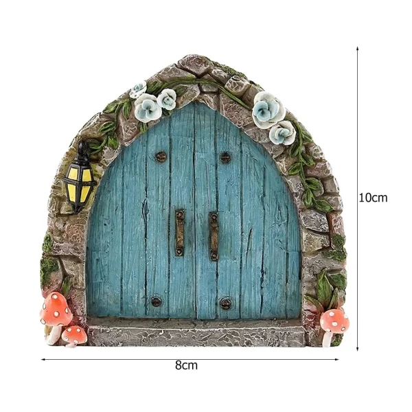 Miniature Wooden Fairy Door Sculpture for Outdoor Yard Art Garden Tree Decor Creative Elf Door Figurines With Engraved Design 6