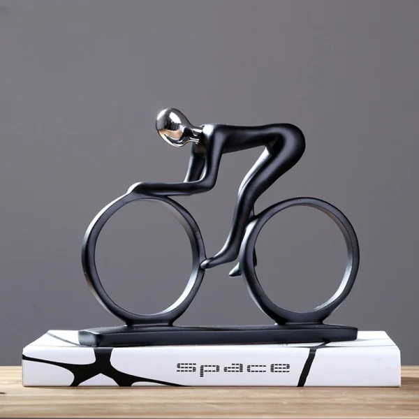 Modern Abstract Resin Bicycler Cyclist Statue Bicycle Rider Statue Bike Racer Rider Figurine Office Living Room Decor 1