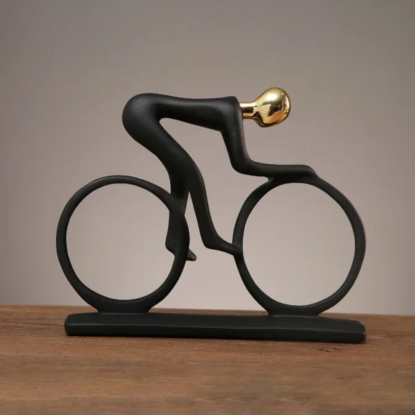 Modern Abstract Resin Bicycler Cyclist Statue Bicycle Rider Statue Bike Racer Rider Figurine Office Living Room Decor 2