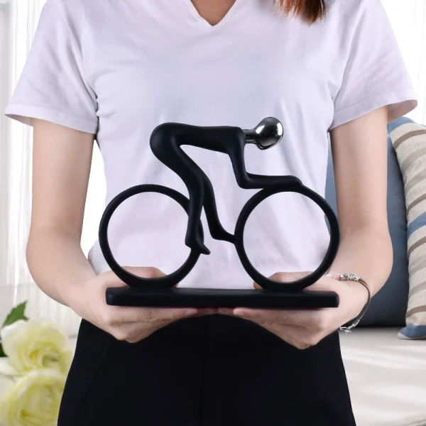 Modern Abstract Resin Bicycler Cyclist Statue Bicycle Rider Statue Bike Racer Rider Figurine Office Living Room Decor 3