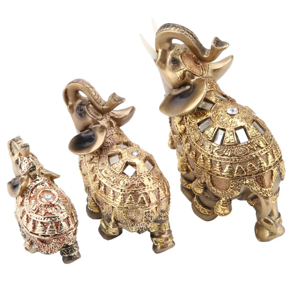 Elephant Sculpture Lucky Feng Shui Golden Elephant Statue Sculpture Wealth Figurine Gift Home Decoration Feng Shui Elephant 2