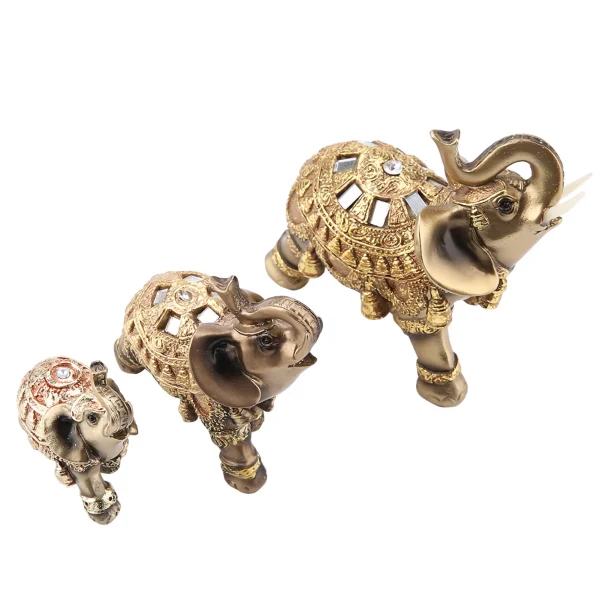 Elephant Sculpture Lucky Feng Shui Golden Elephant Statue Sculpture Wealth Figurine Gift Home Decoration Feng Shui Elephant 3