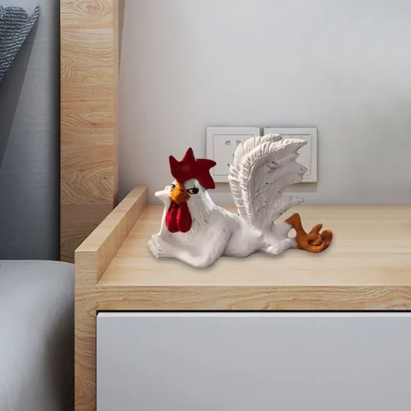Rooster Decor Chicken Yard Art Sculpture Desktop Ornament Creative Rooster Decorative Figurine Resin Small Red White Rooster 2