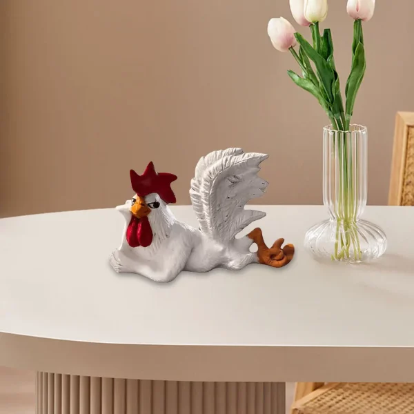 Rooster Decor Chicken Yard Art Sculpture Desktop Ornament Creative Rooster Decorative Figurine Resin Small Red White Rooster 4