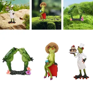 Frog Statue Desktop Ornament Creative Funny Resin Animal Sculpture Decorative Figurine for Fireplace Desk Bookshelf Shelf 1