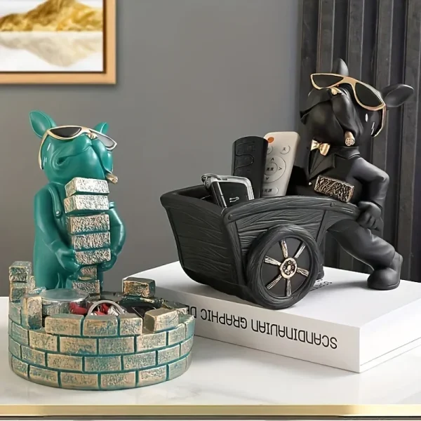 Builder French Bulldog With Barrow Dog Statue Live room Decor Resin Sculpture Table Decoration Ornament Decor Dog Figurine 3