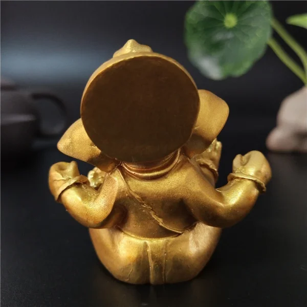 Gold Lord Ganesha Buddha Statue Elephant God Sculptures Ganesh Figurines Man-made Stone Home Garden Buddha Decoration Statues 4