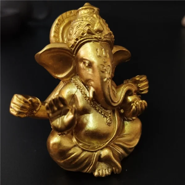 Gold Lord Ganesha Buddha Statue Elephant God Sculptures Ganesh Figurines Man-made Stone Home Garden Buddha Decoration Statues 5