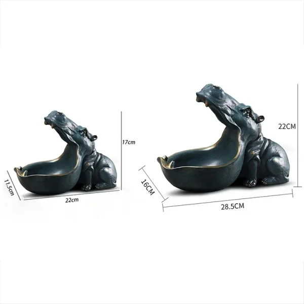 Resin Hippo Statue Sculpture Figurine Key Candy Storage Ornaments Container Decoration Home Table Decoration Accessories Gift 3