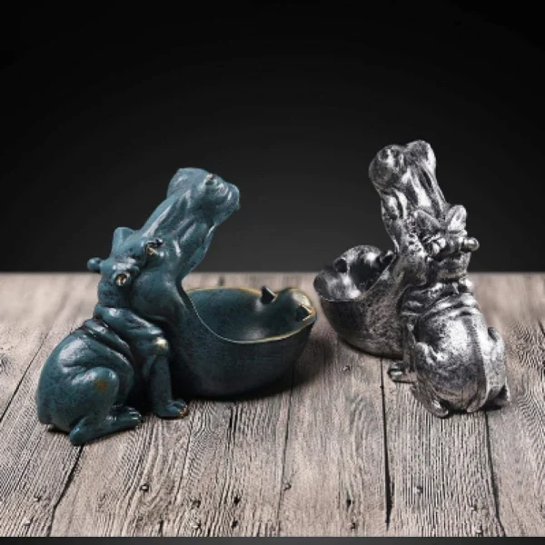 Resin Hippo Statue Sculpture Figurine Key Candy Storage Ornaments Container Decoration Home Table Decoration Accessories Gift 5