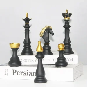 Resin Retro International Chess Figurine for Interior King Knight Sculpture Home Desktop Decor Living Room Decoration 1