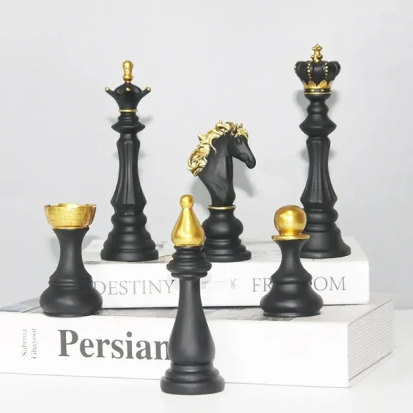 Resin Retro International Chess Figurine for Interior King Knight Sculpture Home Desktop Decor Living Room Decoration 1