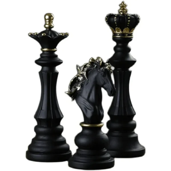 Resin Retro International Chess Figurine for Interior King Knight Sculpture Home Desktop Decor Living Room Decoration 5
