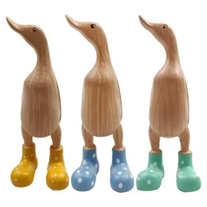Resin Duck Statue Garden Sculpture Cute Cartoon Ducks Wearing Spotted Wellies Boots Good Luck Figurine For Home Party Decoration 1