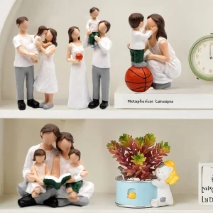 A family of three or four resin figurine set Christmas set Home Sculpture art Living room table Decorative crafts Family gift 1
