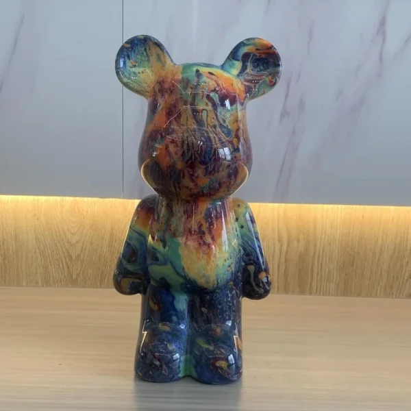 28cm Colorful Graffiti Bearbrickly Statue ABS Figurines Bears Brick Sculptures Modern Living Room Desktop Ornaments Home Decor 4