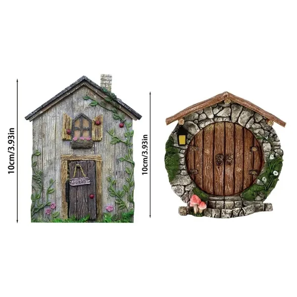 Miniature Fairy Gnome Door Figurines Elf Home For Yard Art Garden Tree Sculpture Statues Decor Outdoor Decor Fairy Garden Door 5