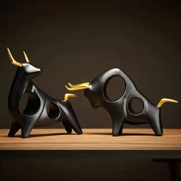 Home Decor Cattle Statue Ox Home Decor Living Room Bull Sculpture Wine TV Cabinet Ornament Crafts Abstract Animal Figurine 2