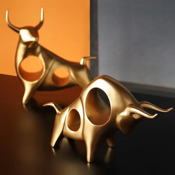Home Decor Cattle Statue Ox Home Decor Living Room Bull Sculpture Wine TV Cabinet Ornament Crafts Abstract Animal Figurine 3