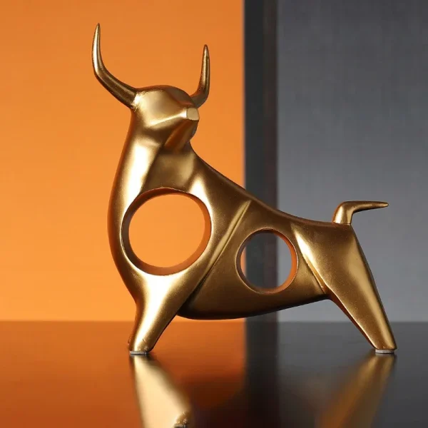 Home Decor Cattle Statue Ox Home Decor Living Room Bull Sculpture Wine TV Cabinet Ornament Crafts Abstract Animal Figurine 4