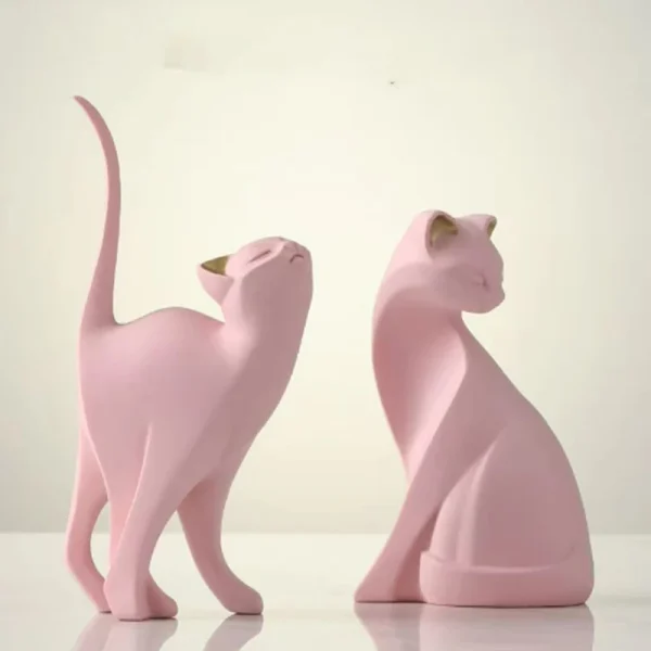 Resin Couples Cat Statues for Home Decorations Animal Figurine European Creative Wedding Gift Decorative Home Decor Sculpture 4