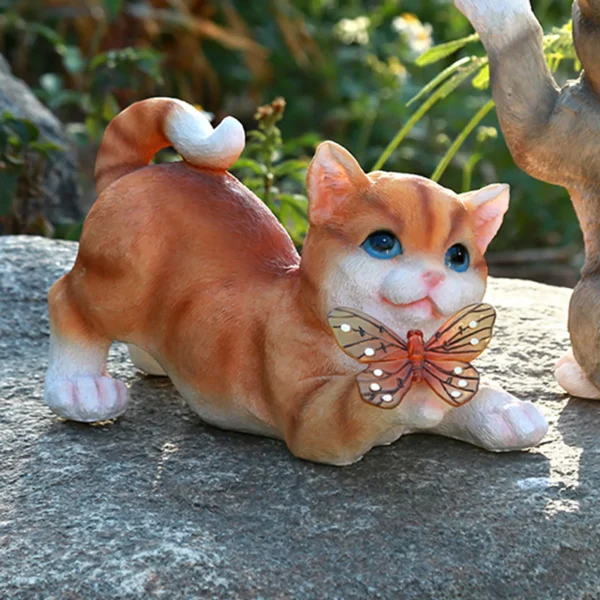 Outdoor Cat Sculpture Figurine Pendant Garden LED Solar Lights Cute Cat Animal Statue Sculptures  for Landscape Yard 3