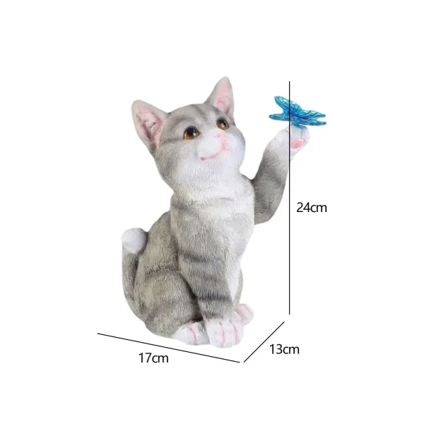 Outdoor Cat Sculpture Figurine Pendant Garden LED Solar Lights Cute Cat Animal Statue Sculptures  for Landscape Yard 6