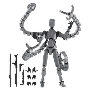Robot Action Figure with Long Tentacles Accessory Movable Joints 3D Printed Robot Model Toy Articulated Dummy Figurine 1
