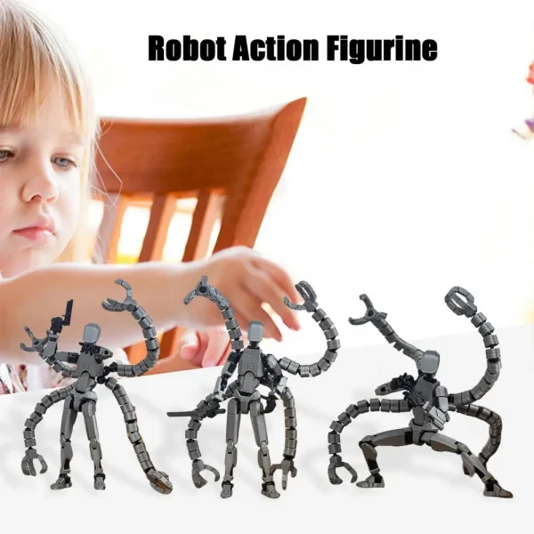 Robot Action Figure with Long Tentacles Accessory Movable Joints 3D Printed Robot Model Toy Articulated Dummy Figurine 2