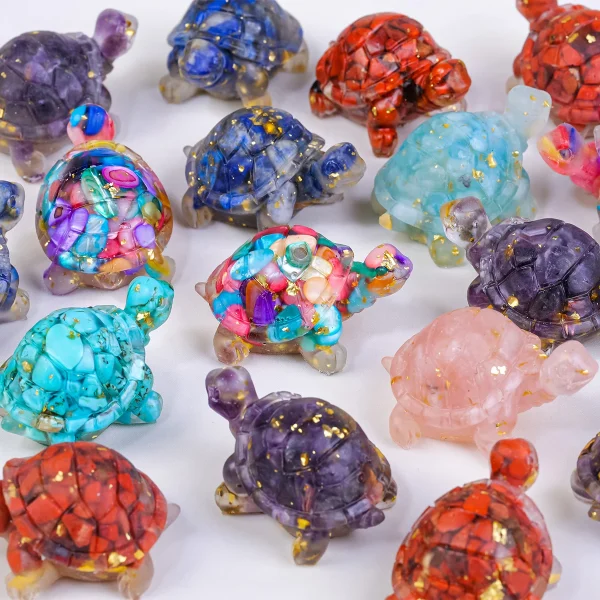 1PC Natural Crystal Stone Turtle Statue Reiki Stone Tortoise Figurine Amulet Fengshui Sculpture for Home Office Decoration 2