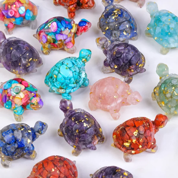 1PC Natural Crystal Stone Turtle Statue Reiki Stone Tortoise Figurine Amulet Fengshui Sculpture for Home Office Decoration 4