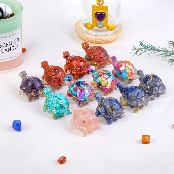 1PC Natural Crystal Stone Turtle Statue Reiki Stone Tortoise Figurine Amulet Fengshui Sculpture for Home Office Decoration 5