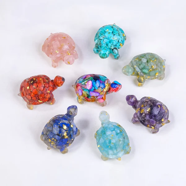 1PC Natural Crystal Stone Turtle Statue Reiki Stone Tortoise Figurine Amulet Fengshui Sculpture for Home Office Decoration 6