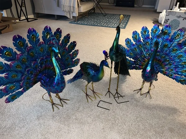 Peacock Statue Sculpture Handmade Crafts Ornament Animal Figurine Standing Posture Collectible Peacock Figurine Garden Craft 2