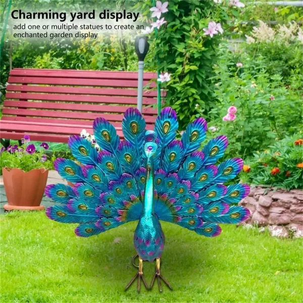 Peacock Statue Sculpture Handmade Crafts Ornament Animal Figurine Standing Posture Collectible Peacock Figurine Garden Craft 3