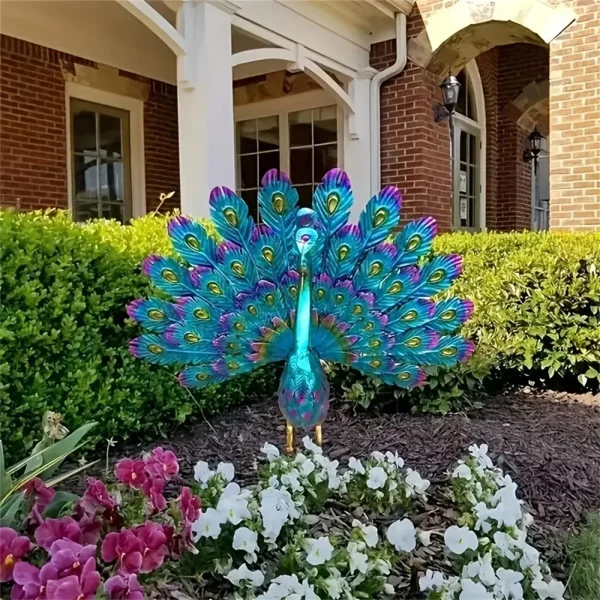 Peacock Statue Sculpture Handmade Crafts Ornament Animal Figurine Standing Posture Collectible Peacock Figurine Garden Craft 4