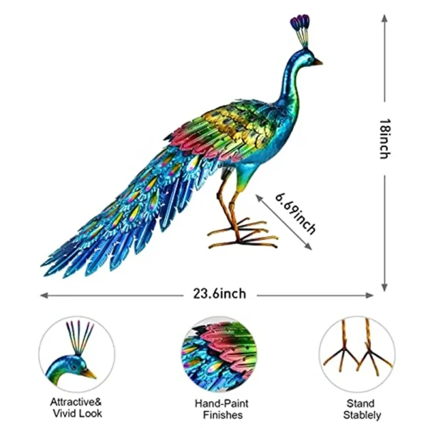 Peacock Statue Sculpture Handmade Crafts Ornament Animal Figurine Standing Posture Collectible Peacock Figurine Garden Craft 5