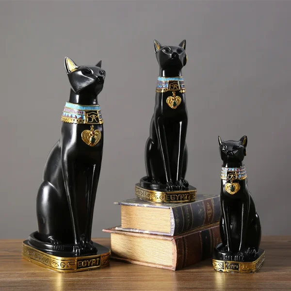 Resin Egyptian Cat Bestet Figurine Animal Egyptian Goddess Statue Sculpture Home Bar Office Desktop Indoor New House Decoratio 2